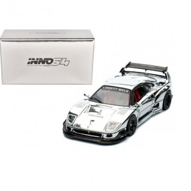 Inno64 Modeliukas 1/64 LBWK F40, chrome silver (yra Sandėlyje)