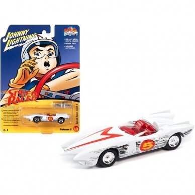 Johnny Lightining Modeliukas 1/64 Speed Racer Mach 5, white (race worn) (yra Sandėlyje)