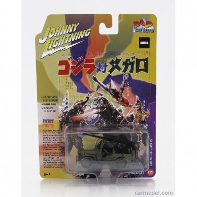 PRE-ORDER Johnny Lightining Modeliukas 1973 Willy's Jeep *Godzilla vs Megalon*, army green (yra Sandėlyje)