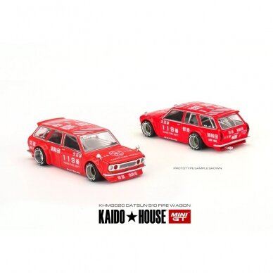Mini GT Kaido House Modeliukas Kaido House Datsun 510 Wagon Fire V1, red