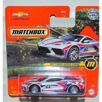 Matchbox Super Chase Modeliukas Chevrolet Corvette Short Card with card protector (yra Sandėlyje)