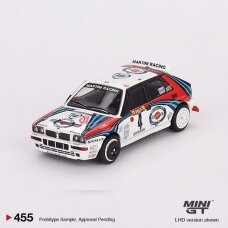 Mini GT 1992 Lancia Delta HF Integrale Evoluzione Rally Monte Carlo #4, white/blue/red left hand drive