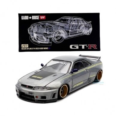 Mini GT Kaido House Modeliukas Nissan Skyline GT-R R33 Kaido Works V1, black/purple metallic CHASE