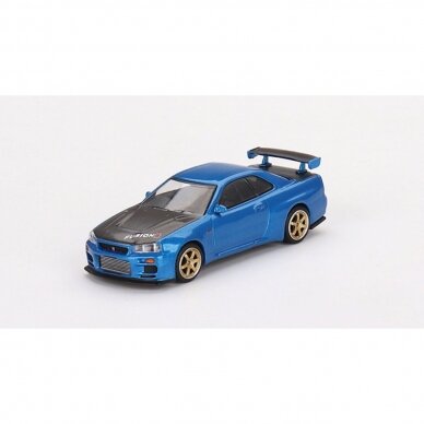 Mini GT Modeliukas Nissan Skyline GT-R (R34) Top Secret, bayside blue