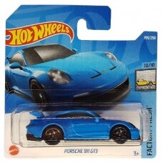 Hot Wheels Modeliukas Porsche 911 GT3 blue 2023  short card