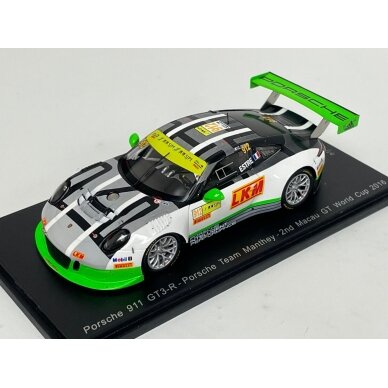 Tarmac Works Modeliukas Porsche 911 GT3 R #912 Macau GT Cup Kevin Estre, white/black/green (yra sandėlyje)