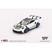 PRE-ORD3R Mini GT Modeliukas 1/64 2024 Porsche 911 (992) GT3 RS Weissach package, white with indigo blue