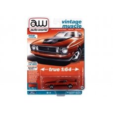 PRE-ORD3R Auto World 1973 Ford Mustang Mach 1, medium copper poly with flat black hood Treatment & Side Stripes