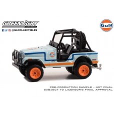 PRE-ORD3R GreenLight 1976 Jeep CJ-5 with Baja Parts *Shell Oil Special Edition Series 2*, blue/orange GULF