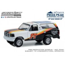PRE-ORD3R GreenLight 1994 Ford Bronco #17 Jimmy Ford *Pikes Peak International Hill Climb Series 1 *, white/black/yellow/red