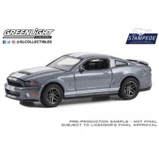 PRE-ORD3R GreenLight 2010 Shelby GT500 *The Drive Home to the Mustang Stampede Series 1*, sterling grey metallic with white stripes