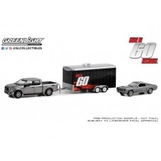 PRE-ORD3R GreenLight 2020 Ford F-150 XL with STX Package with 1967 Custom Ford Mustang *Eleanor* (Damaged) in Enclosed Car Hauler (Gone in Sixty Seconds 2000) *Hollywood Hitch & Tow Series 12*, grey/black
