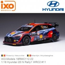 IXO Models Modeliukas 1/18 2022 Hyundai i20 N Rally1 #11 WRC2 Rally Monte Carlo Neuville/Wydaeghe