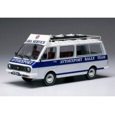 PRE-ORD3R IXO Models Modeliukas 1/43 RAF 2203 *Latvia Rally Service* Assistance with roof rack and wheels, white/blue