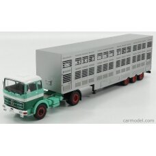 PRE-ORD3R IXO Models Modeliukas 1970 Mercedes LPS 1632 Cattle Trailer, green/beige