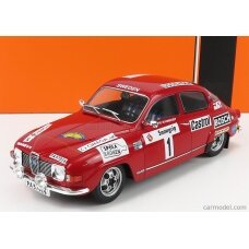 PRE-ORD3R IXO Models Modeliukas 1973 Saab 96 V4 No1 Rally WM Rally Sweden Blomqvist/Hertz, red