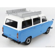 PRE-ORD3R KK Scale 1/18 1965 Ford Transit Bus with Roof Rack, light blue/white