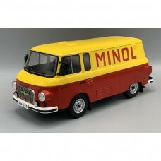 PRE-ORD3R MCG Modeliukas 1/18 1970 Barkas B 1000 Kastenwagen *MINOL*, red/yellow