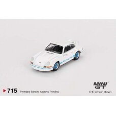 PRE-ORD3R Mini GT Modeliukas 1/64 1974 Porsche 911 (901) Carrera RS 2.7 grand prix white with blue livery