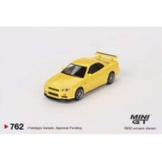 PRE-ORD3R Mini GT Modeliukas 1/64 1999 Nissan Skyline GT-R (R34) V-Spec Lightning, yellow
