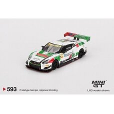 PRE-ORD3R Mini GT Modeliukas 1/64 2018 Nissan GT-R (R35) GT3 #23 KCMG Fia GT World Cup Macau, white/red/green