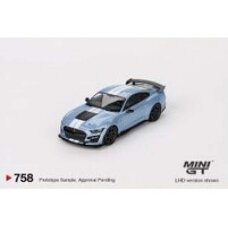 PRE-ORD3R Mini GT Modeliukas 1/64 2022 Ford Mustang Shelby GT500 Heritage Edition, brittany blue