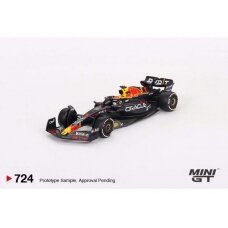 PRE-ORD3R Mini GT Modeliukas 2023 Red Bull Racing F1 RB19 #1 Max Verstappen Bahrein GP winner