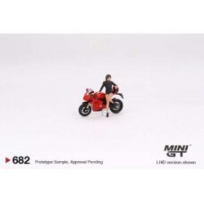 PRE-ORD3R Mini GT Ducatie Panigale V4 S with Ducati Girl, red/black