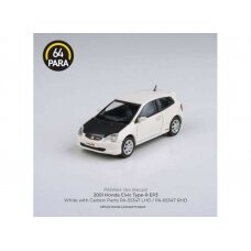 PRE-ORD3R Para64 1/64 2001 Honda Civic Type R EP3, white with carbon hood left hand drive (cars in a deluxe Acrylic window box)