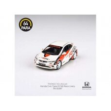 PRE-ORD3R Para64 1/64 2007 Honda Civic Type R FN2, white/red race livery left hand drive (cars in a deluxe Acrylic window box)