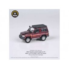 PRE-ORD3R Para64 1/64 2014 Toyota Land Cruiser 71, red with roof rack Left hand drive (cars in a deluxe Acrylic window box)