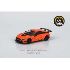 PRE-ORD3R Para64 2018 Liberty Walk BMW i8 *Left Hand Drive*, orange (cars in a deluxe Acrylic window box)