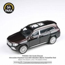 PRE-ORD3R Para64 Mercedes Maybach GLS *Right Hand Drive*, Obsidian Black/Rubellite Red (cars in a deluxe Acrylic window box)