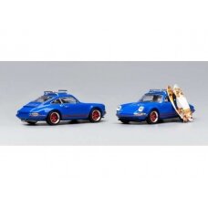 Pop Race Limited Modeliukas Porsche 964 Singer, blue with roof rack & Surfboard