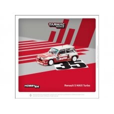 PRE-ORD3R Tarmac Modeliukas 1/64 1987 Renault 5 Maxi Turbo #35 Giovanni Rossi European Hill Climb Championship, red/white