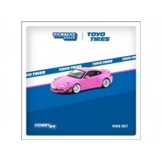 PRE-ORD3R Tarmac Modeliukas 1/64 Porsche RWB 997, pink