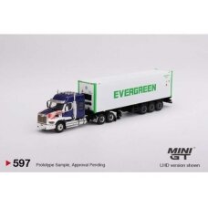 PRE-ORD3R Mini GT Western Star 49X with 40ft Reefer Container *EVERGREEN*, blue/white/green