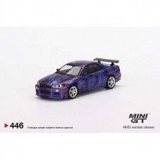 PRE-ORDER Mini GT Nissan Skyline GT-R R34 V-Spec II *5th anniversary model Mini GT*, purple/blue