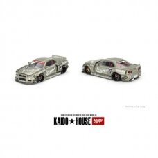 PRE-ORDER Mini GT Kaido House Nissan Skyline GT-R (R34) V4 *Kaido Works*, silver