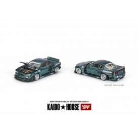 Mini GT Kaido House Nissan Skyline GT-R R34 Kaido Works Greddy V1, green metallic