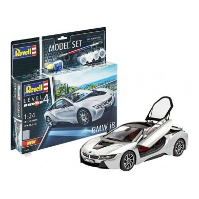 PRE-ORD3R Revell - Germany Surenkamas modeliukas 1/24 BMW i8 level 4, plastic model set with Paint, glue and paint brush