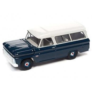 PRE-ORD3R Auto World Modeliukas 1966 Chevrolet Suburban, Dark Blue Body with White Roof