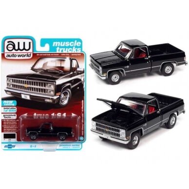 PRE-ORD3R Auto World Modeliukas 1982 Chevrolet Silverado 10, midnight black