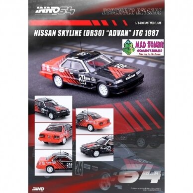 PRE-ORD3R Inno64 1987 Nissan Skyline 2000 Turbo RS-X HR31 #26 Kenji Takahashi/Takao Wada *ADVAN* JTCC, red/black