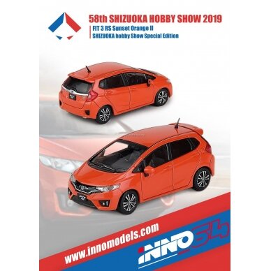 PRE-ORD3R Inno64 Modeliukas 2018 Honda Fit 3 RS *Shizuoka Hobby Show Special*, sunset orange II