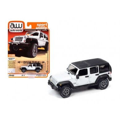 PRE-ORD3R Auto World Modeliukas 2018 Jeep Wrangler JK Unlimited Sport (4 door), gloss white with flat black