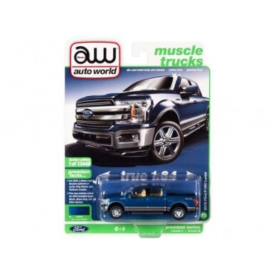 Auto World Modeliukas 2019 Ford F-150, blue jean metallic with magnetic lower body color