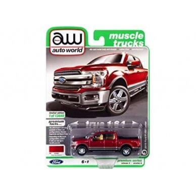 Auto World Modeliukas 2019 Ford F-150, ruby red metallic with magnetic lower body color