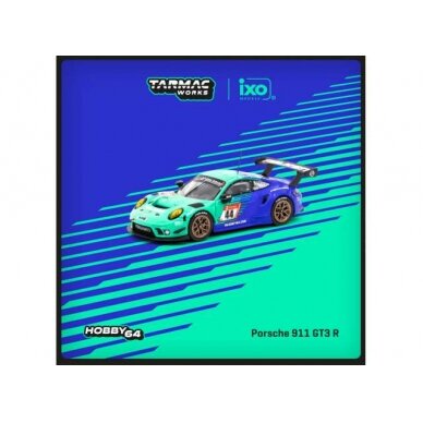 Tarmac Works Modeliukas 2019 Porsche 911 GT3 R #44 K. Bachler/J. Bergmeister/M. Ragginger/D. Werner Nürburgring 24h, green/blue (yra Sandėlyje)