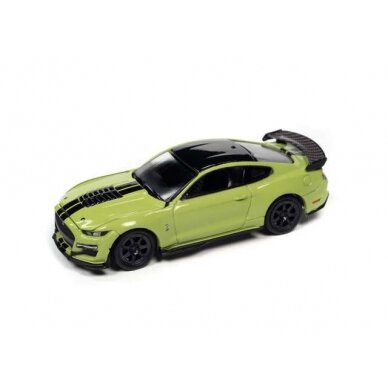 PRE-ORD3R Auto World 2020 Shelby GT500, grabber lime with gloss black roof plus twin hood & roof black stripes